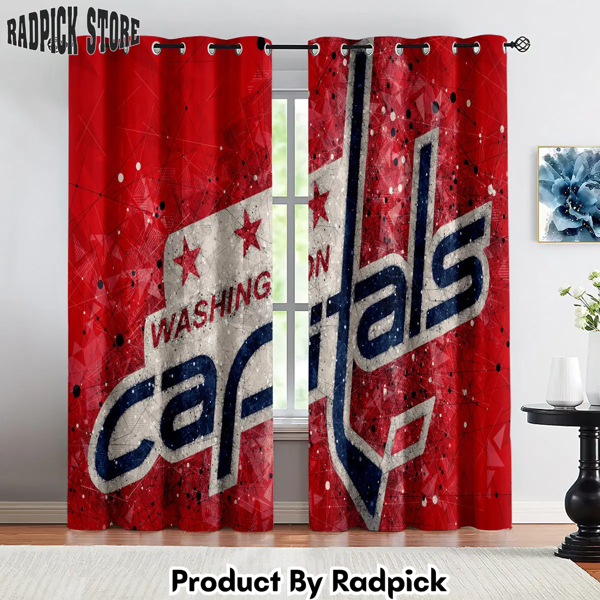 Radpick washington capitals hockey league curtains drapes for window treatment set 9 fbv rp852141